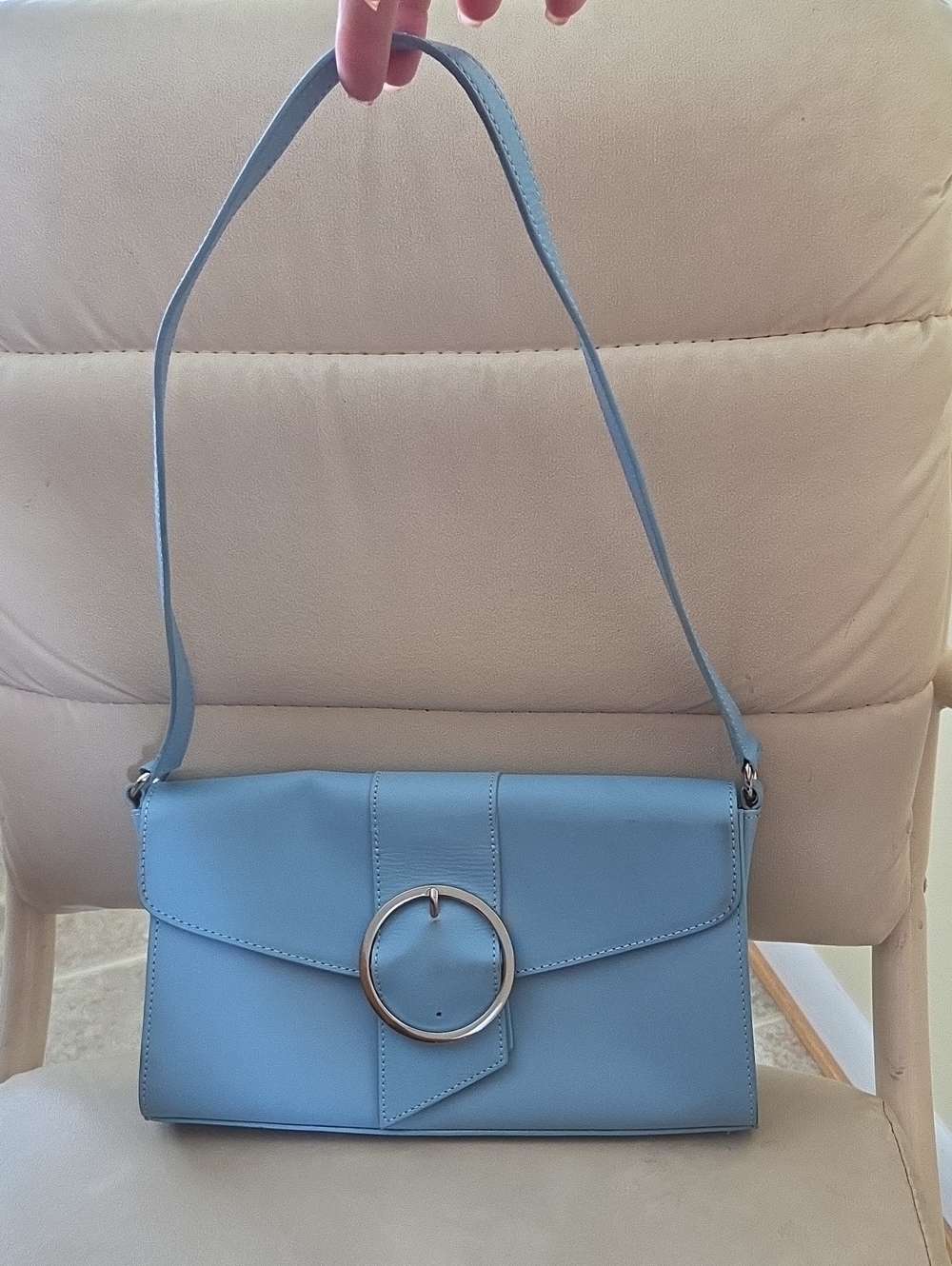 Vintage Maxx New York Pastel Blue Baguette Shoulder Bag NEVER USED